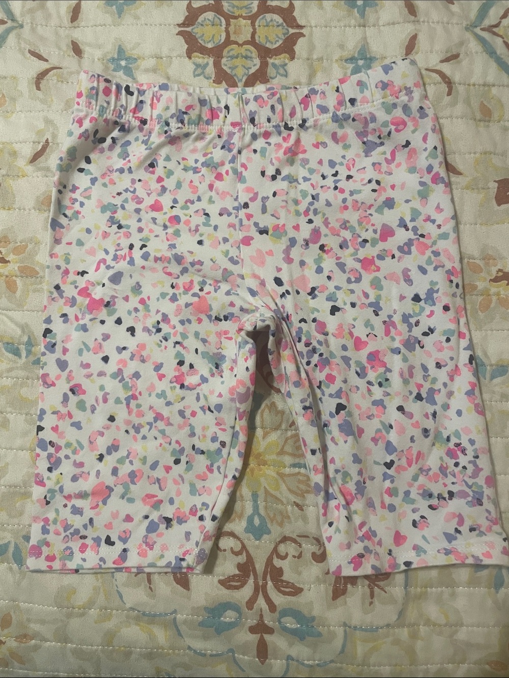 Girls' White Speckled Heart Print Shorts